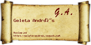 Geleta András névjegykártya